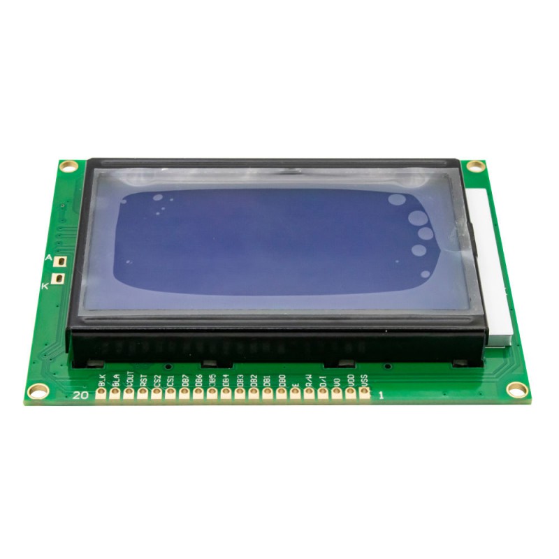 نمایشگر GLCD 64×128 گرافیکی بک لایت آبی با درایور KS108 فریم کوچک