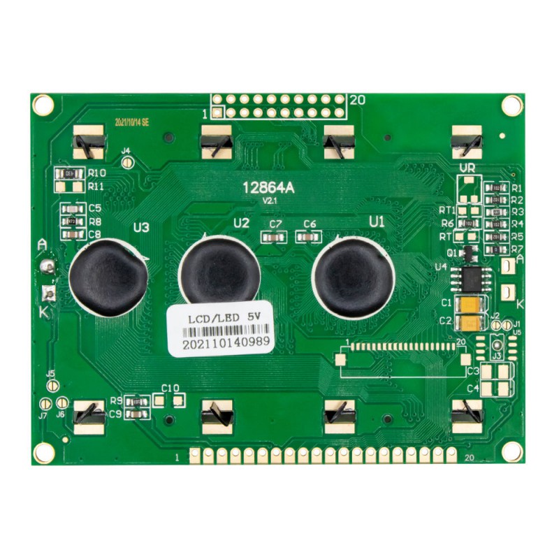 نمایشگر GLCD 64×128 گرافیکی بک لایت آبی با درایور KS108 فریم کوچک